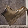 New Arrival Men High Top shoes Outdoor Leather Ankle Boots Fashion Lace Up Motorcycle Boots man Winter Plush Snow botas