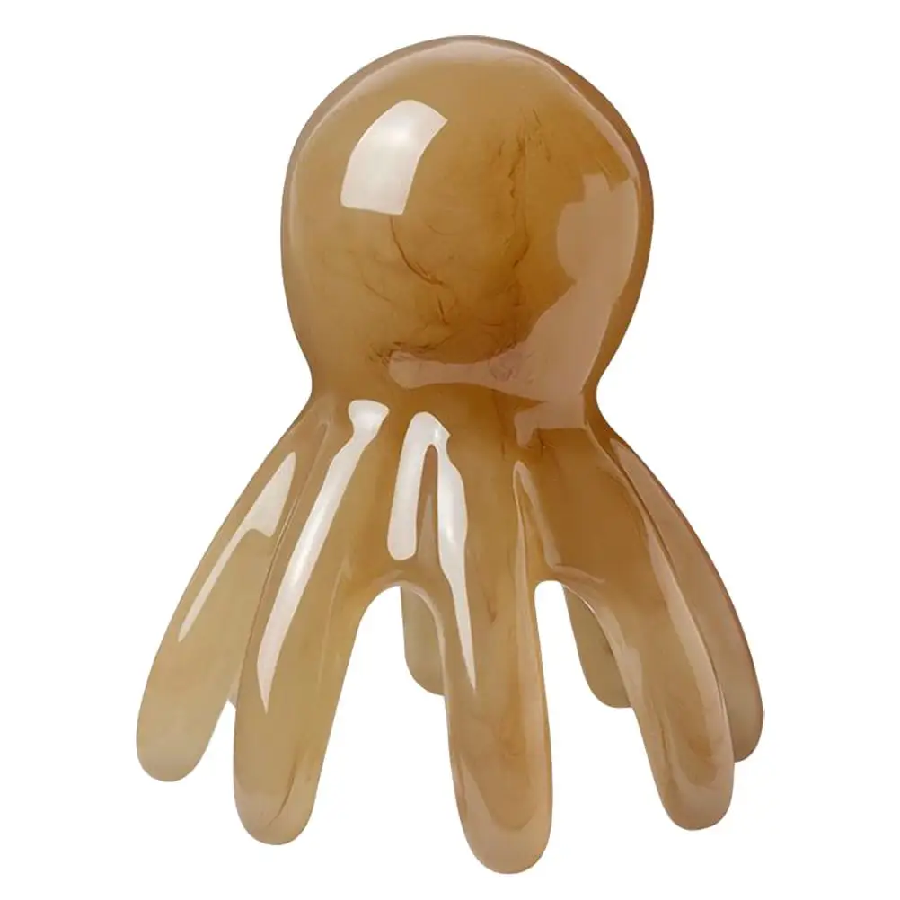 Jade Octopus Comb Hair Picks Curly Quartz Resin Electric Head Massager Scalp Gua Sha Body Acupoint Massage Comb Portable Travel