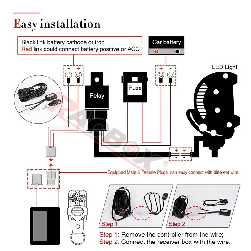 Kit de câblage de barre lumineuse à LED Kit de faisceau de câblage de barre  lumineuse LED 12 V 6,6 pieds de long 16 AWG - Cdiscount Auto