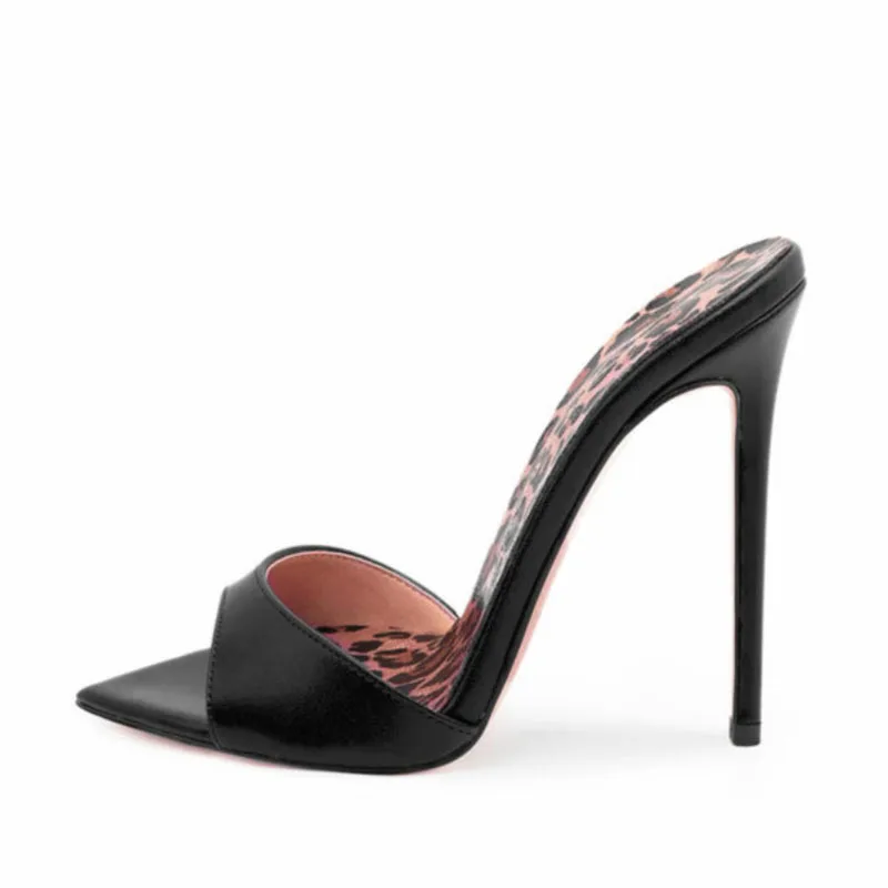 

Arden Furtado 2023 Summer Pointed leopard print Shadingbu slippers Open toe Super high heel Sexy Mixed Colors Word slippers
