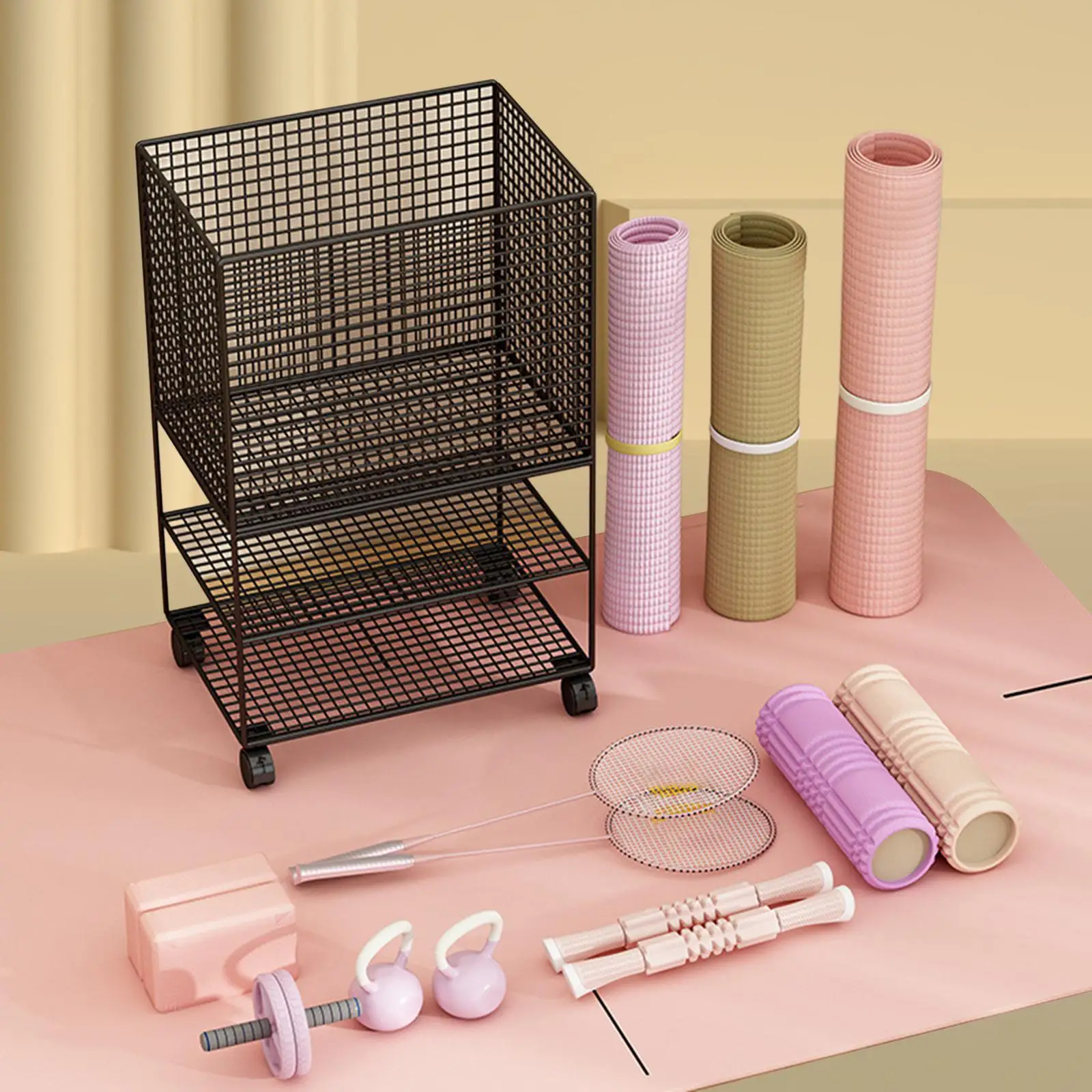 Yoga Mat Storage Rack Metal Exercise Equipment Storage Gym Accessories Weight