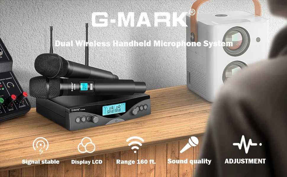 G-MARK Wireless Microphone Set Front View