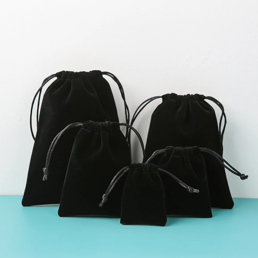 5 Stück rote dicke Samtbeutel mit Kordelzug, Verpackungs-Display-Tasche für Ring, Ohrring, Halskette, Armband, Anhänger, Aufbewahrungsorganisator – Detail 5