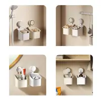 Shower Organizer Suction Cup Wall Mounted Shower Basket Removable Shower Storage For Inside Shower Bathroom Kitchen Drill-Free 2