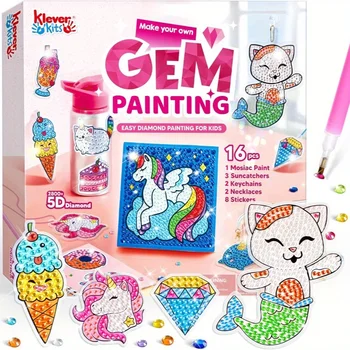JOYFY 16-Project Diamond Gem Painting Kit – 5D Craft Set for Kids 1