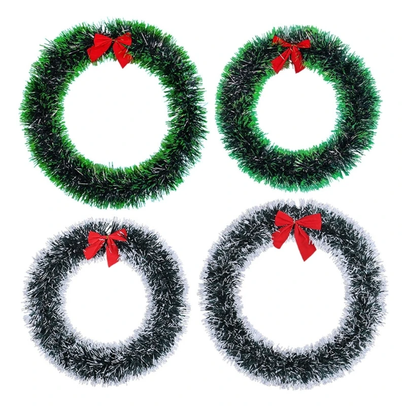 

YYSD Christmas Tree Ornaments Tinsel Strips Bow Knot Wreath Christmas Party Supplies