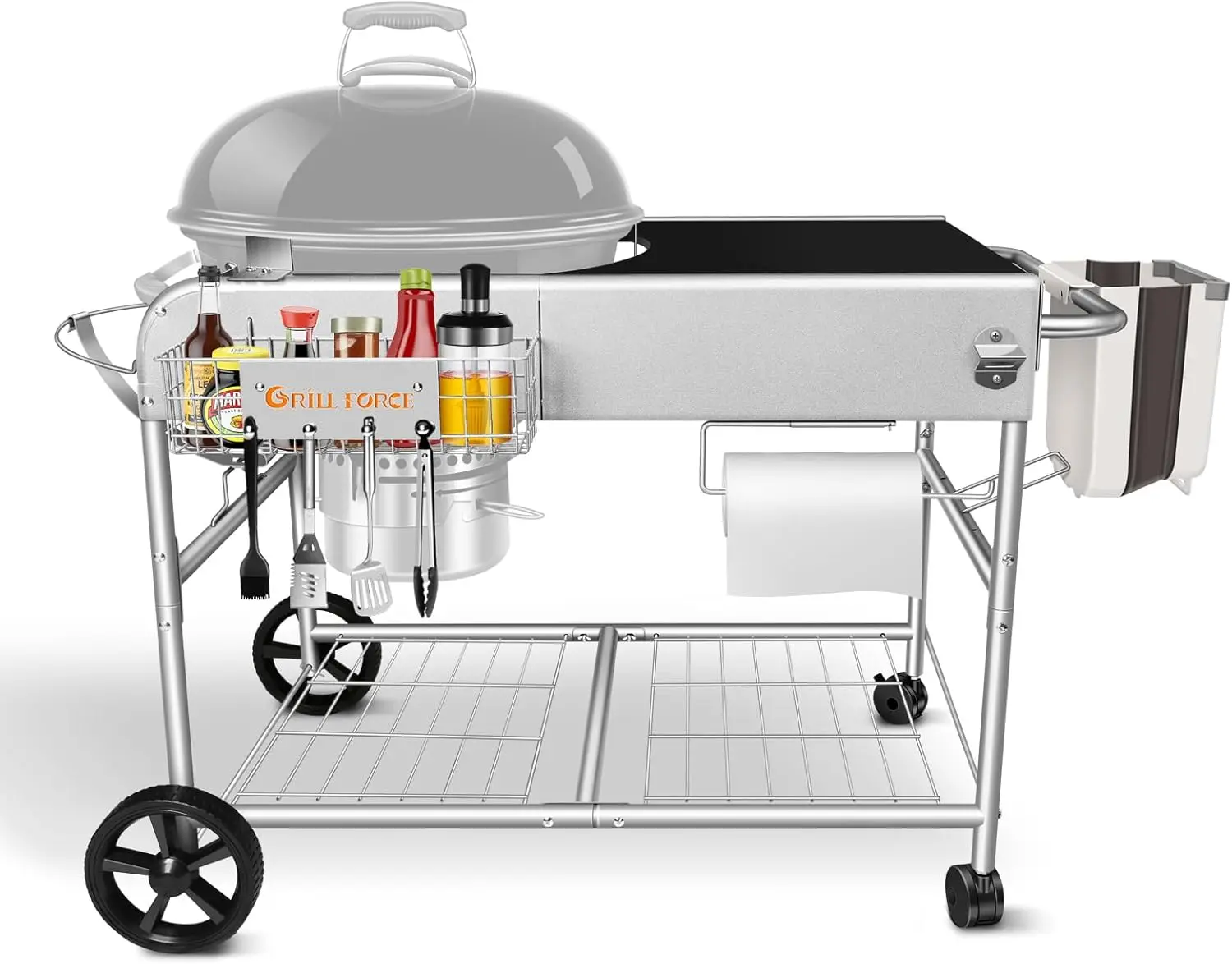 Grill Cart Outdoor Prep Table Fit 18" 22" Weber Original Kettle Master Touch Jumbo J