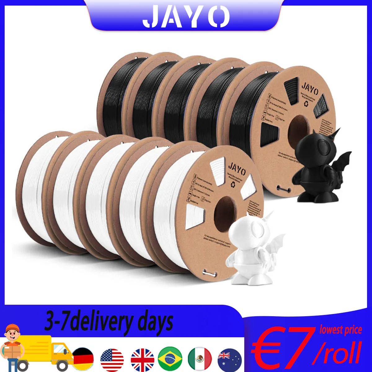 JAYO 3d PETG Filament 1.75mm For 3D  PETG Filament Printer 5KG/10KG Excellent Toughness 100% No Bubble For 3d Printer & Pen pla 3d filament refills 3d printer 1 75mm 3 rolls set filament for all 3d printer and 3d pen diy gift gohigh 3d