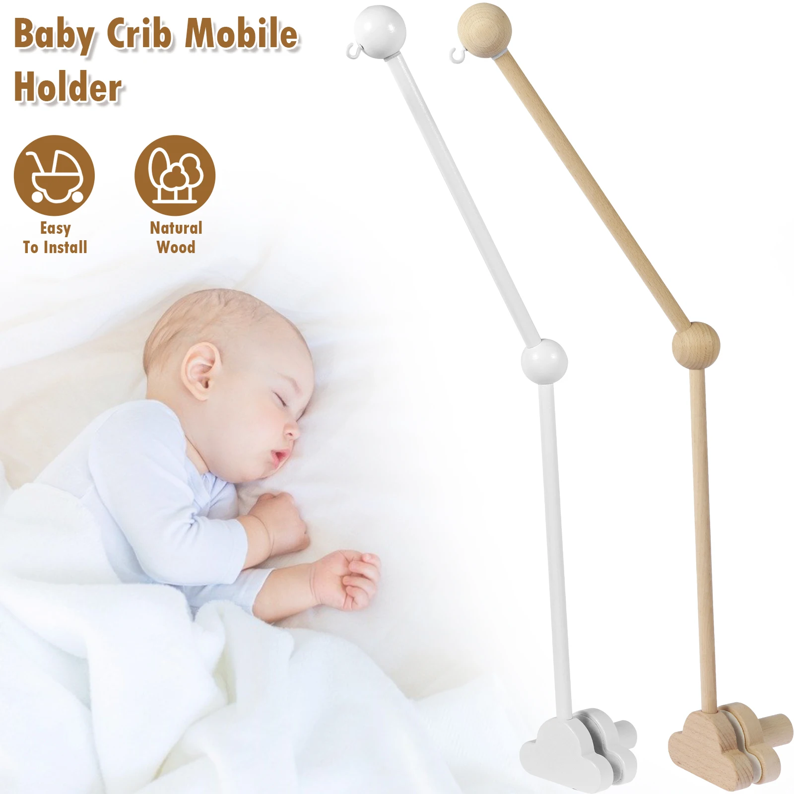 Cintre en bois pour mobile pour lit de bébé, à cadre, avec support  portable, pour cadeau pour nouveau-né, 1 ensemble, - AliExpress