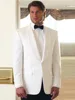 Ivory Men's Groom Tuxedos 2 Pieces Shawl Lapel One Button Blazer Black Pants Business Tuxedo Formal Suit for Men Jacket Trousers 2