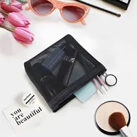 Aosbos 3-Pack Mesh Cosmetic Bag Set - Travel/On-The-Go Makeup Storage, Zipper Closure Small Pouch 5