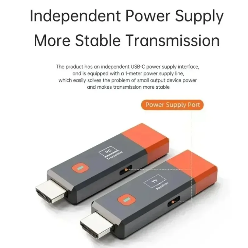 50M Wireless HDMI-Compatible Video Transmitter Receiver Extender Adapter TV Stick Dongle 1080P for Monitor Projector Laptops PC