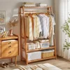 Bamboo Clothes Hanging Garment Rack Heavy Duty Laundry Rack Cloest Storage Shelf 3