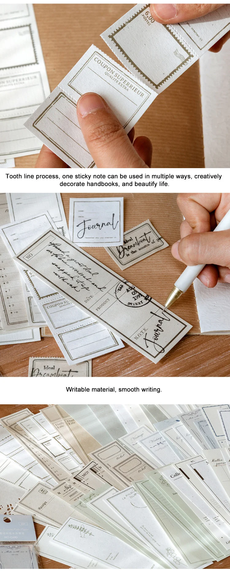 JIANWU 30 Pcs Retro Lange Streifen Nachricht Memo Pad Einfache Non-stick DIY Journal Dekoration Beschreibbare Haftnotizen Papier schreibwaren – Detail 18
