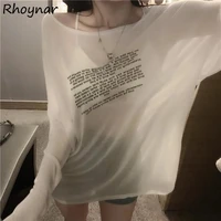 Loose T-shirts for Women Letter Pattern Simple Design Korean Style Summer Clothing Thin All-match Young Students Tops New Trendy 1