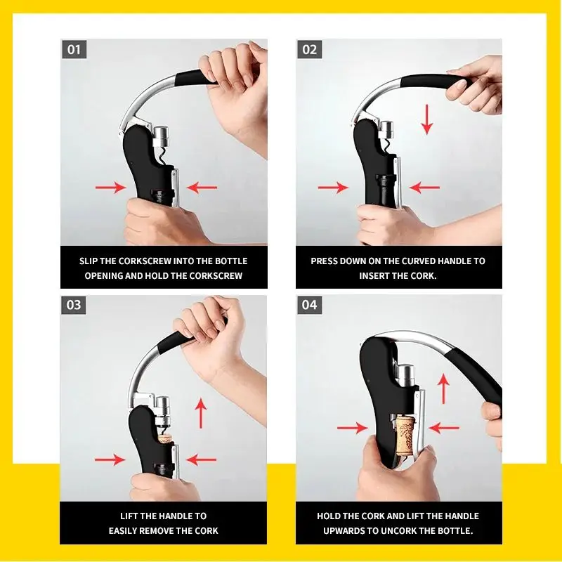 Abridor de botellas de vino, palanca de extracción, mango de madera 5 Abridor de botellas de vino, palanca de extracción, mango de madera 5