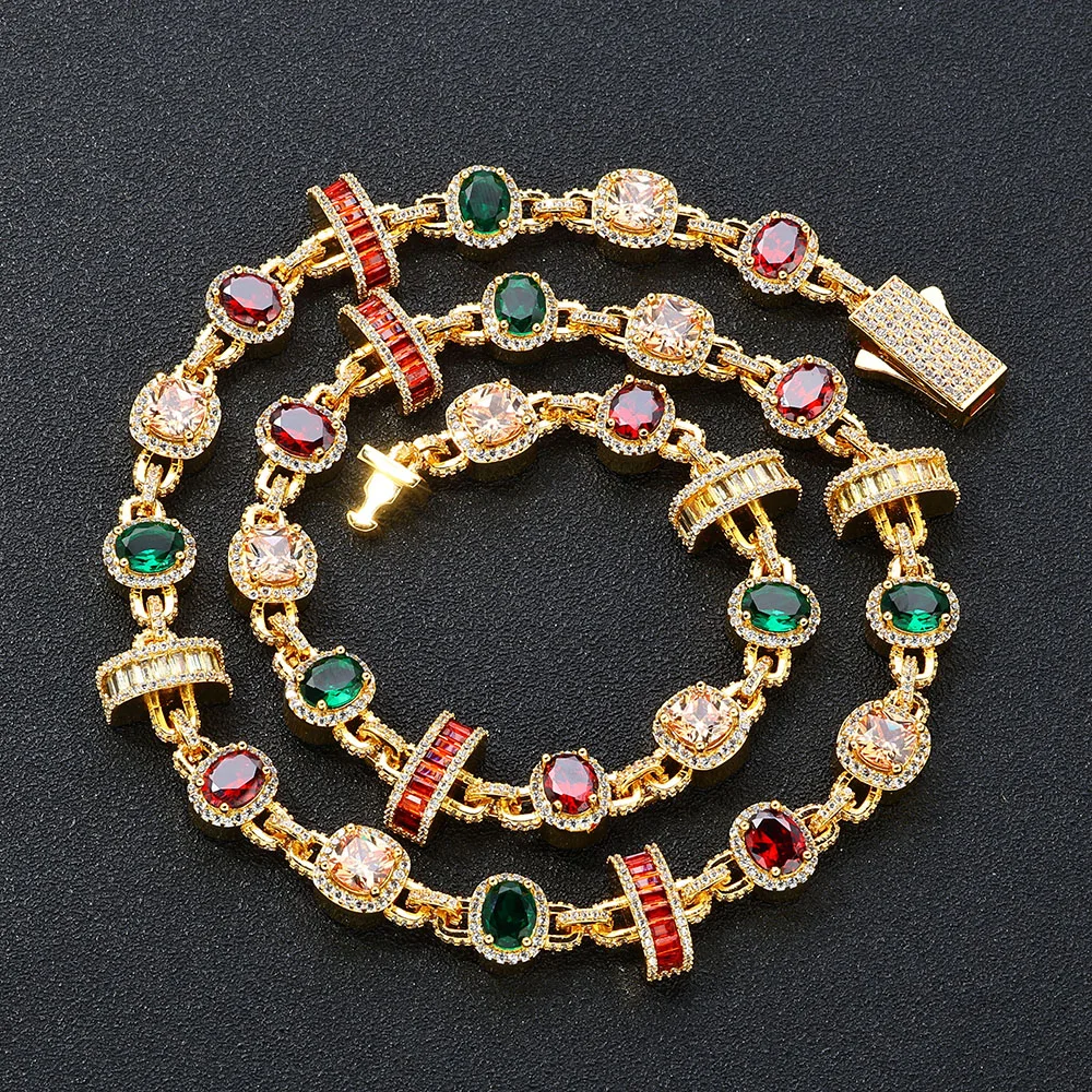 S0fb80e6ba89b4ecca38e350c8d2c72dfv Multicolor Ruby and Emerald Chain Iced Necklace Sparkling 18K Gold Plated Cubic Zirconia Fine Jewelry for Women Gift Mallzona