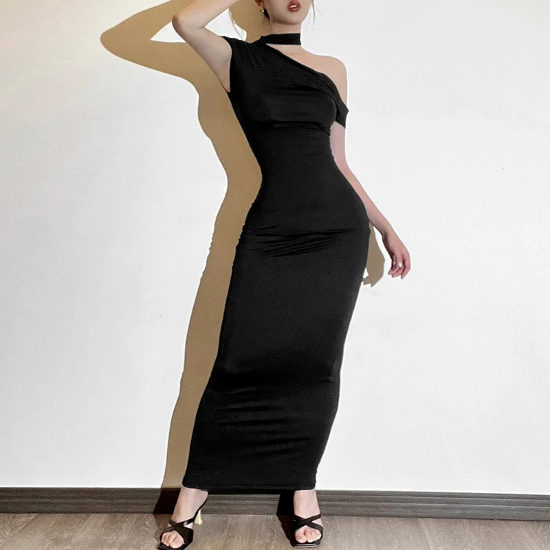 Elegant Sleeveless Irregular Bodycon Dress For Women Autumn New Fashion Long Dress Off Shoulder Party Evening Dress