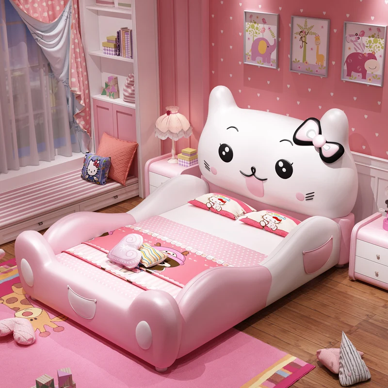 小さな女の子のための無垢材のベッド,女の子のための王女のベッド1.5m 