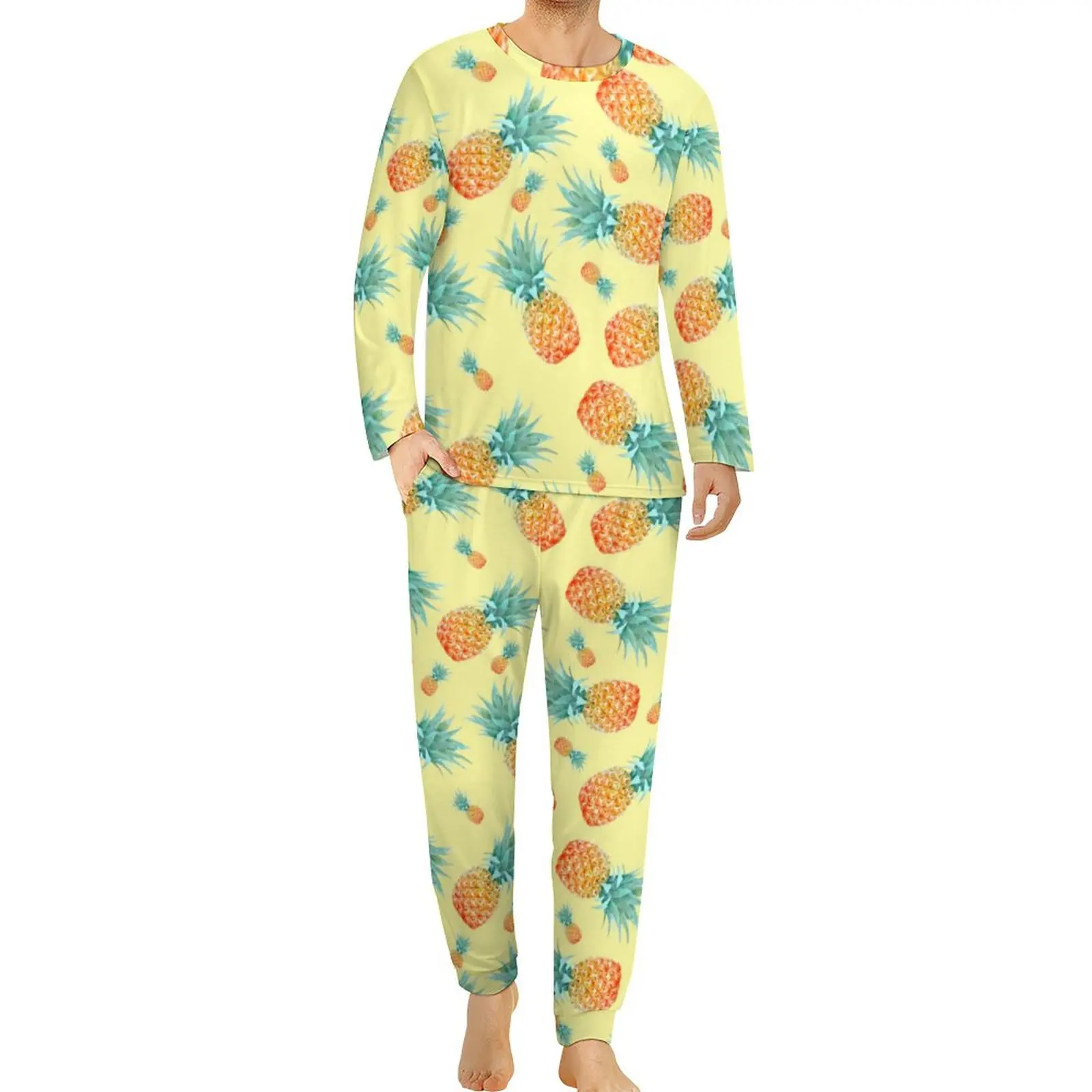 Pineapple Pattern Pajamas Autumn Tropical Fruit Elegant Pajamas Set