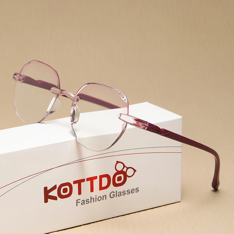 Vintage Rimless Bifocal Anti Blue Light Progressive Reading Glasses