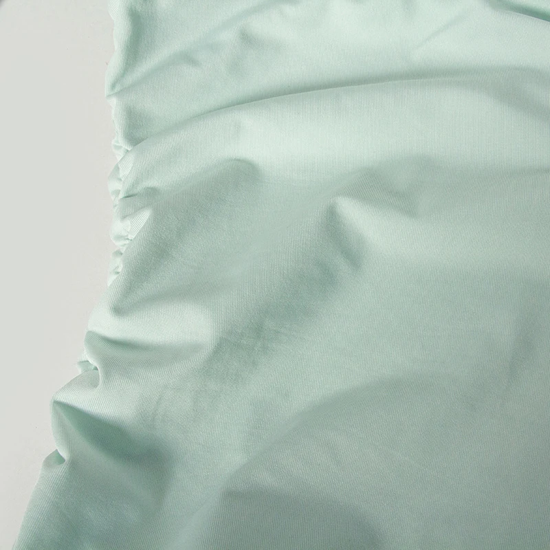 Sexy Women Dresses Solid Color V Neck Long Sleeve Ruffled Hem Ruched Bodycon Dress Evening Club Dresses Streetwear