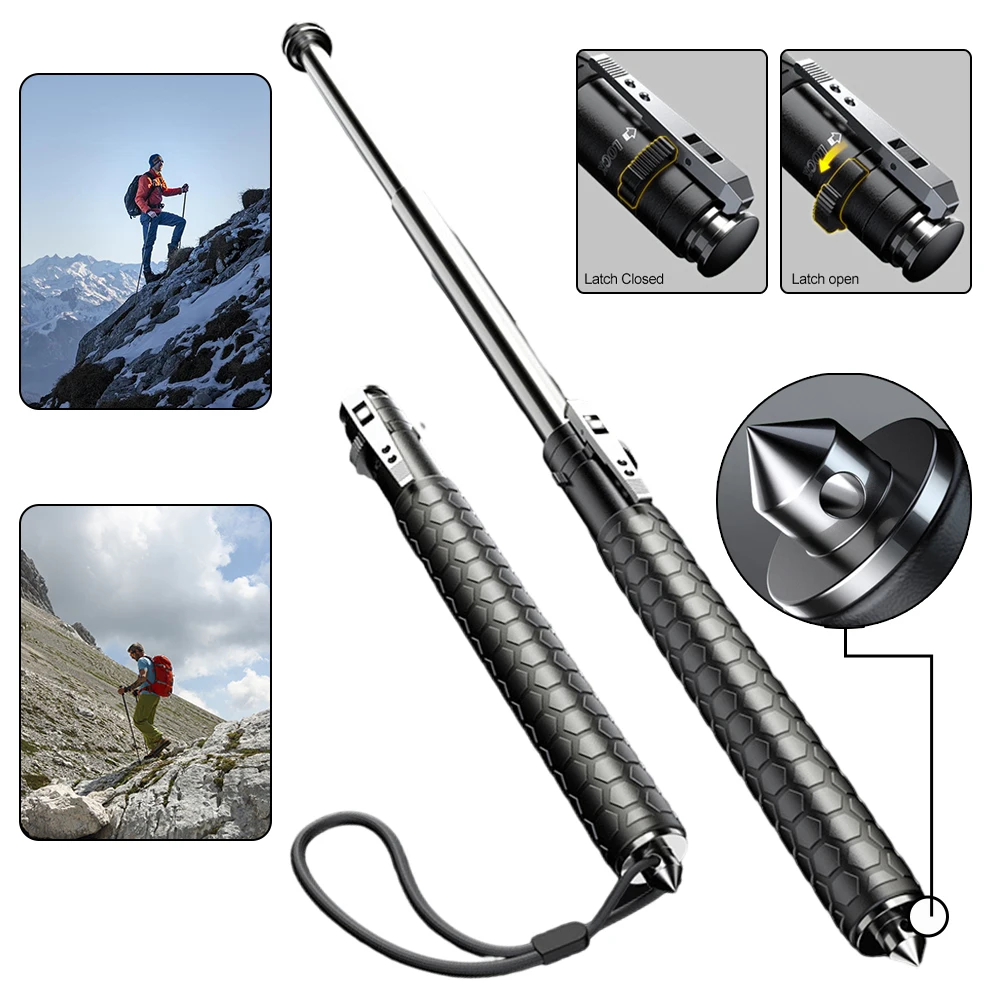 Leve telescópico Trekking Pole, varas dobráveis com Carbonite Ice Pick