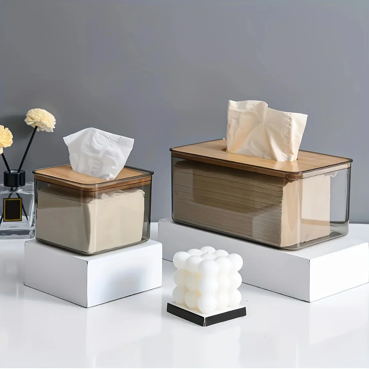 1pc, Tissue Box Holder, Desktop Tissue Holder Tissue Box Cover Clear Tissue Box,  Creative Tissue Box For Home 3