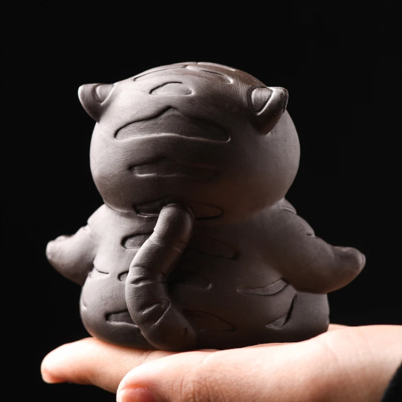 purple clay tiger tea pet zen Kung Fu  figure Tea Ceremony Accessories чайные фигуркиq handmade home ornaments images - 6