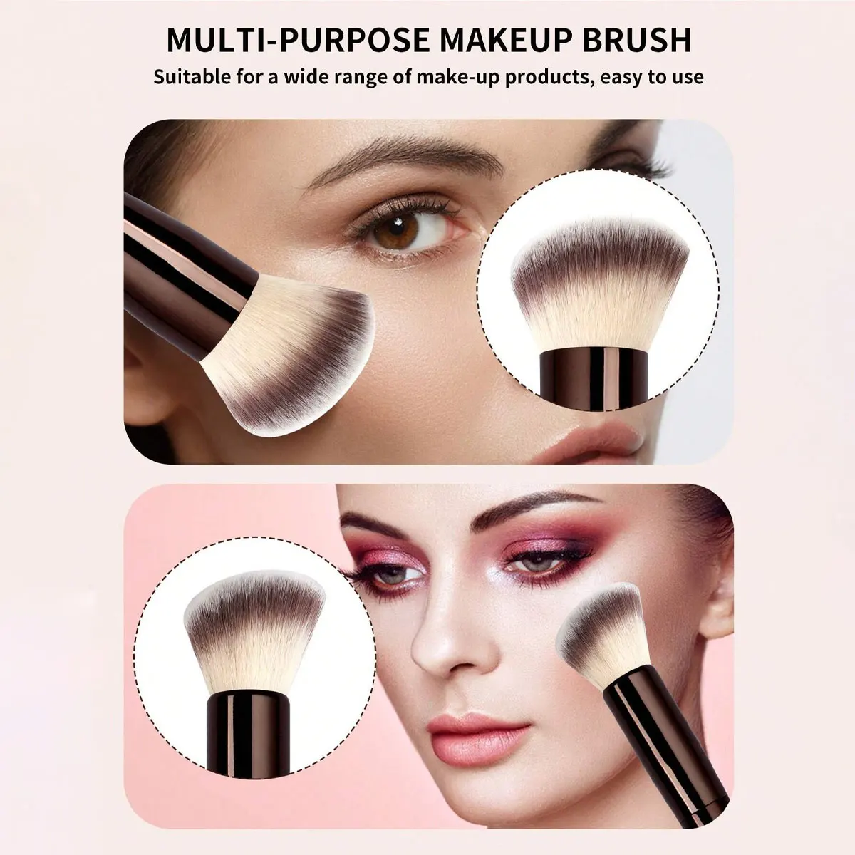 1Pc 전문 긴 알루미늄 튜브 메이크업 브러쉬, 더블 엔드 하이라이트 브러쉬 컨투어 브러쉬, 부드러운 섬유 및 스키가있는 메이크업 도구