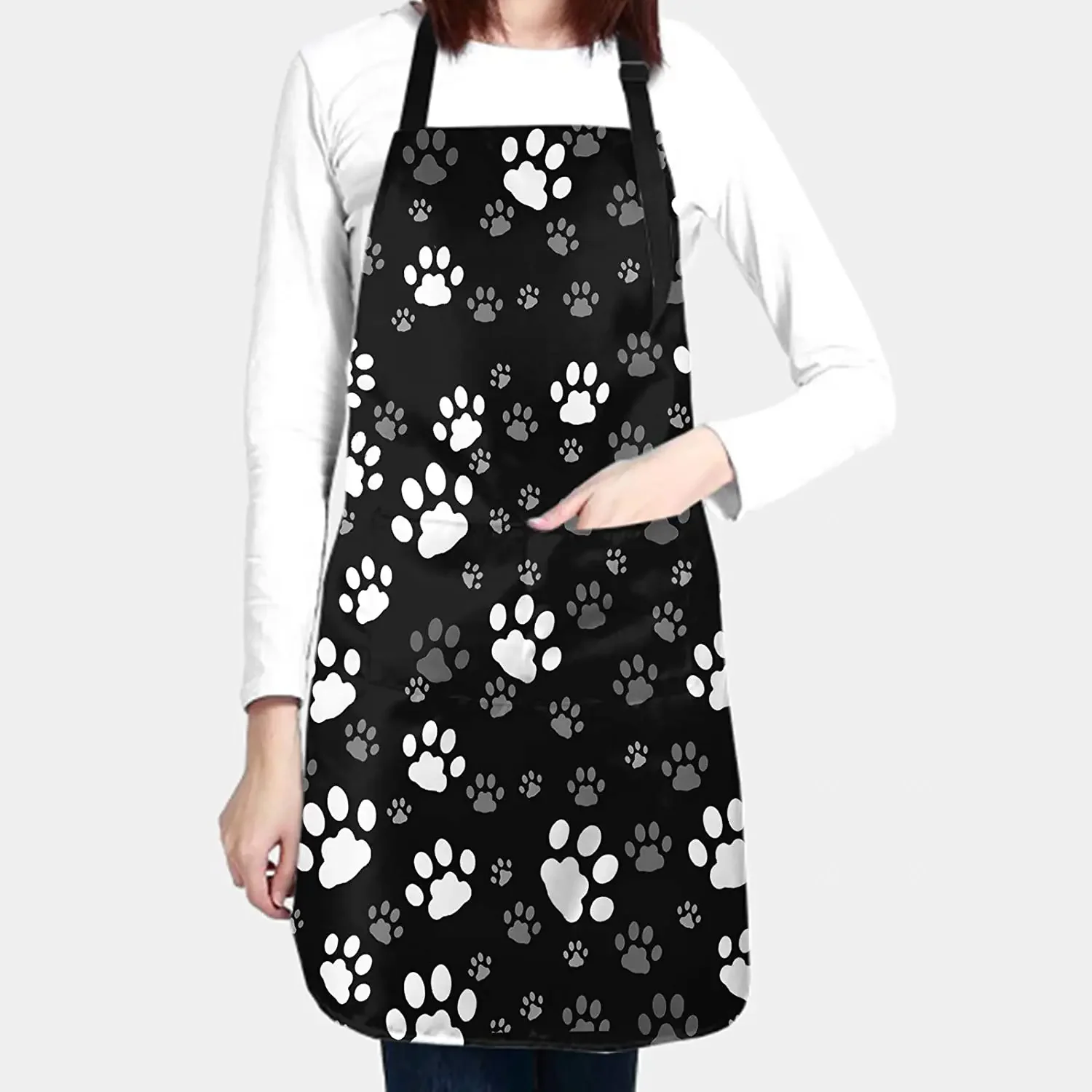 Funny Dog Paw Animal Apron with 2 Pockets Waterproof for Men Women Kitchen Garden Decor 4