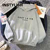 Women Casual Print Loose Hoodies Spring Long Sleeve Hooded Sweatshirt Harajuku Simple Tops Lazy Style Pullover 2023 Streetwear 3
