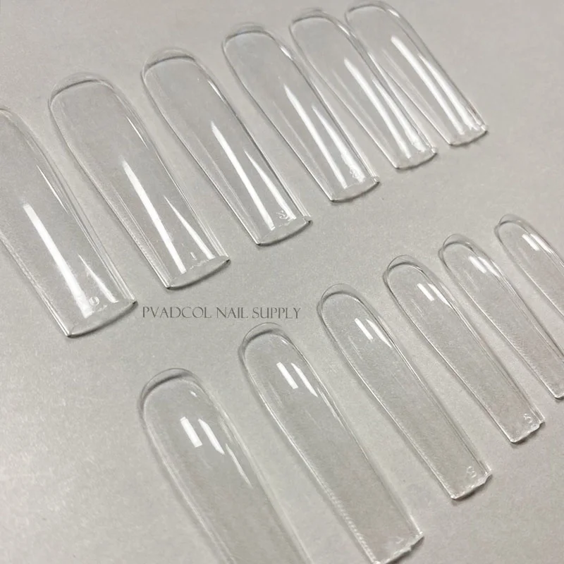 XXL Clear Square Full Cover Press On False Nail Tips Extra Long Nails Straight Shape False Tips UV Gel Manicure Tool Fake Finger