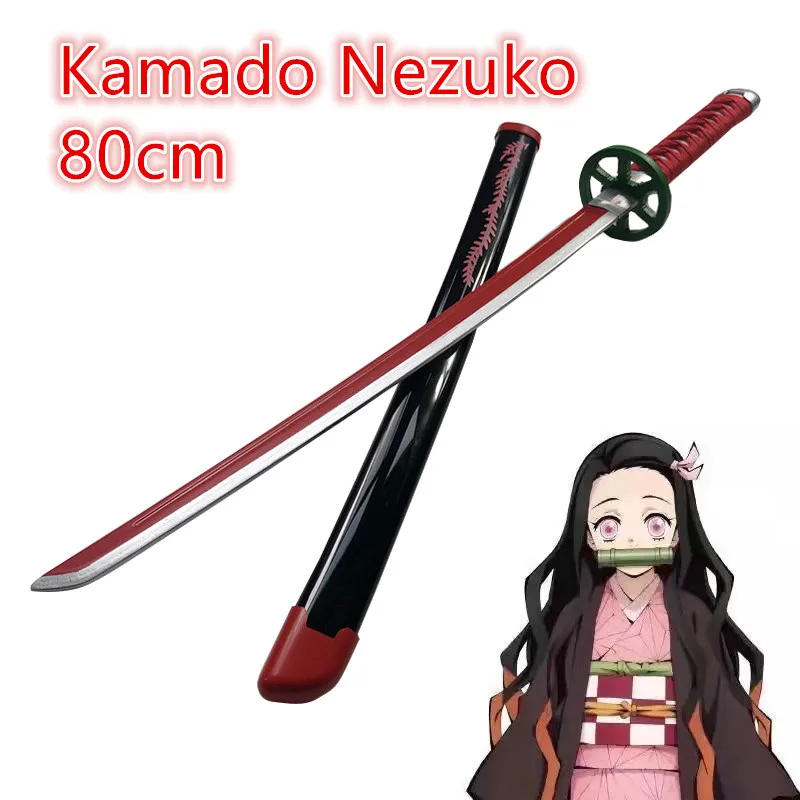 

Sword Weapon Kamado Nezuko Cosplay Sword 1:1 Anime Ninja Knife wood toy 80cm