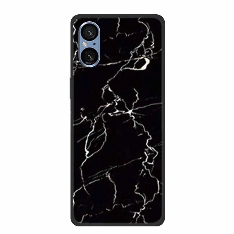 Elegant Marble Shockproof Soft Silicone TPU Back Cover for Sony Xperia 5V - Premium Phone Protection Case