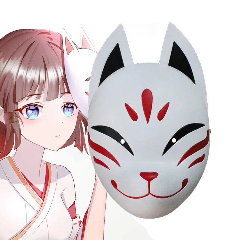 

Game Genshin Impact Hanachirusato Cosplay Fox Mask Kazari Hanachiru Sato Mask Miko Halloween Carnival Japanese Facial Props