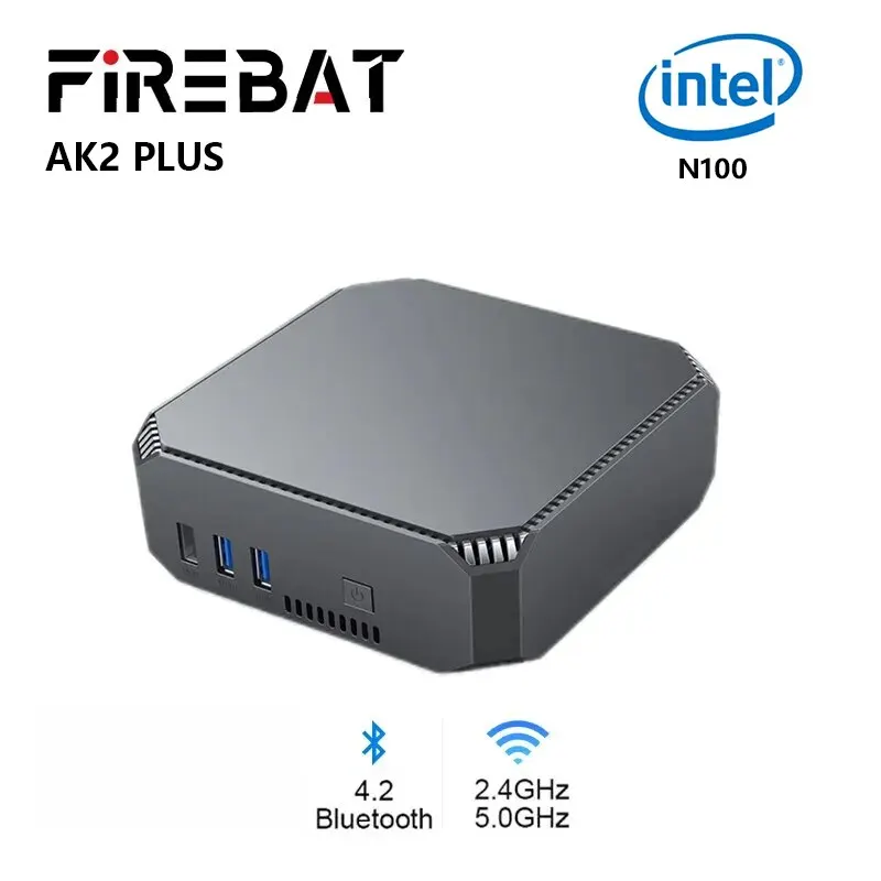 FIREBAT AK2 PLUS MiniPC Intel N100 de doble banda WiFi5 BT4.2 16GB 512GB Ordenador para juegos de escritorio Mini PC Gamer