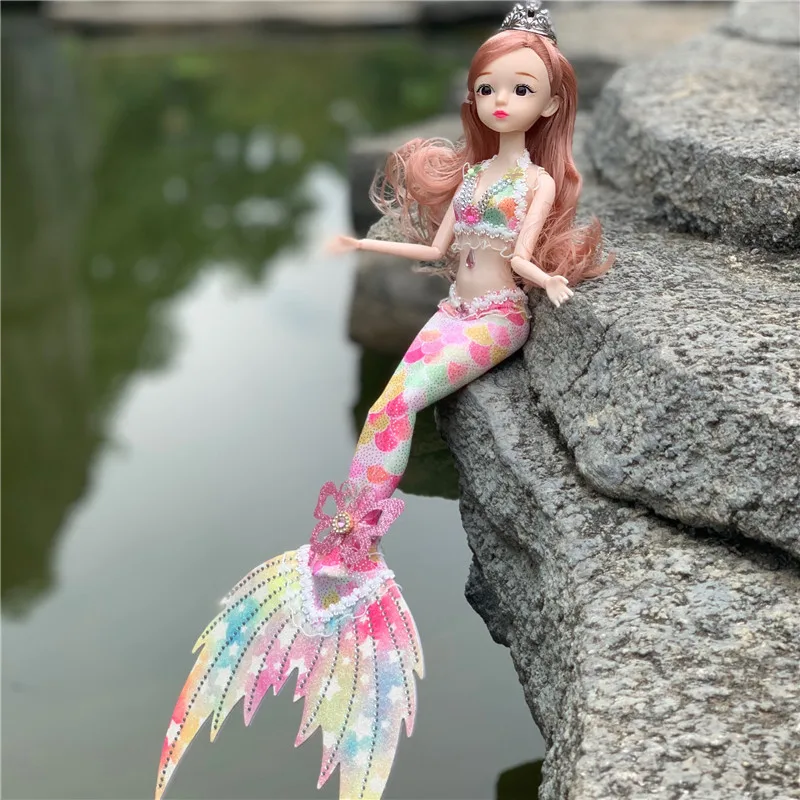 Diamond tail mermaid doll butterfly wings, princess dolls, birthday gifts for boys and girls.