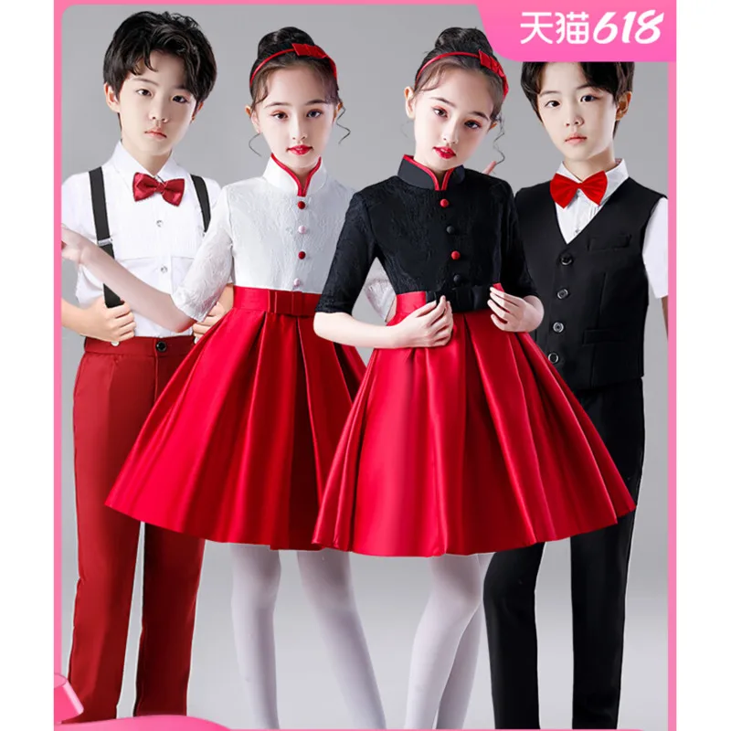 

Children's English style choir School Class recitation competition performance uniform