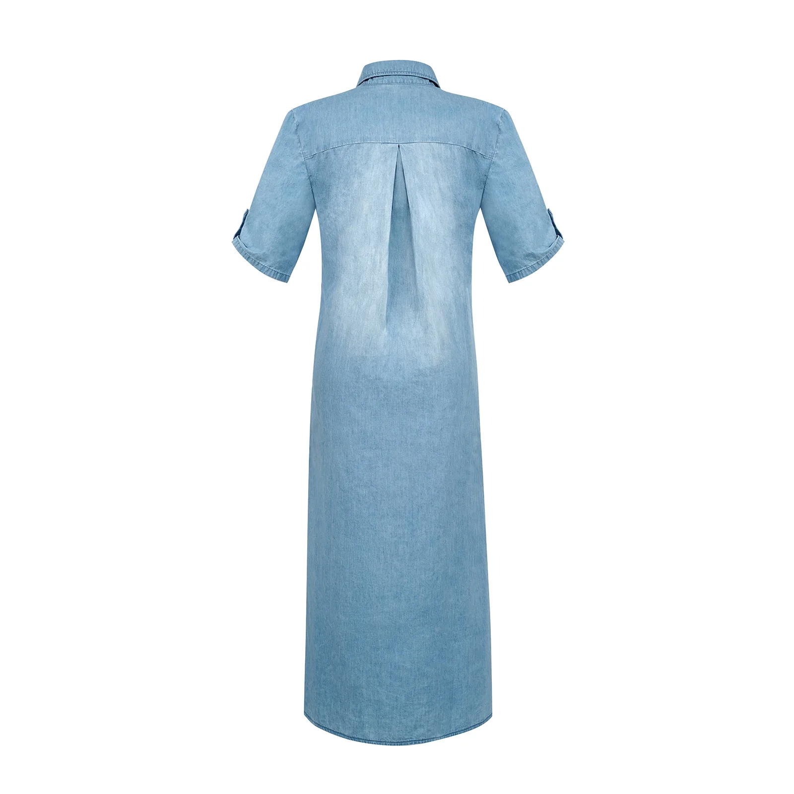 white christmas dresses Short Denim Dress with Polo Collar – Akris Inc main image 1