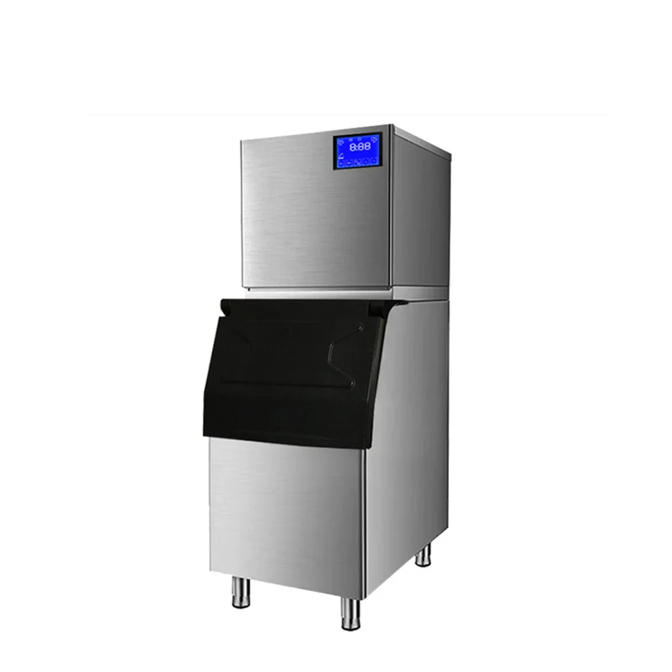 20-500kg FullAutomatic Commercial Milk Tea Shop Bar Square Ice Machine With Storage