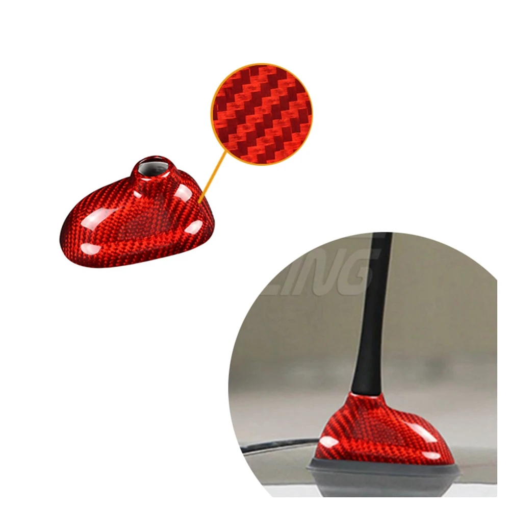 

Red Carbon Fiber Car Roof Antenna Base Cover Cap Trim Refit For MINI R55 07-14