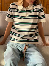 Polo Neck Cotton Crop Top Loose-Fit Chic Summer Pullover