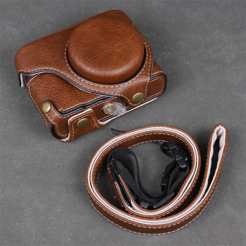 Deluxe Leather Camera Bag & Protective Case with Shoulder Strap Set