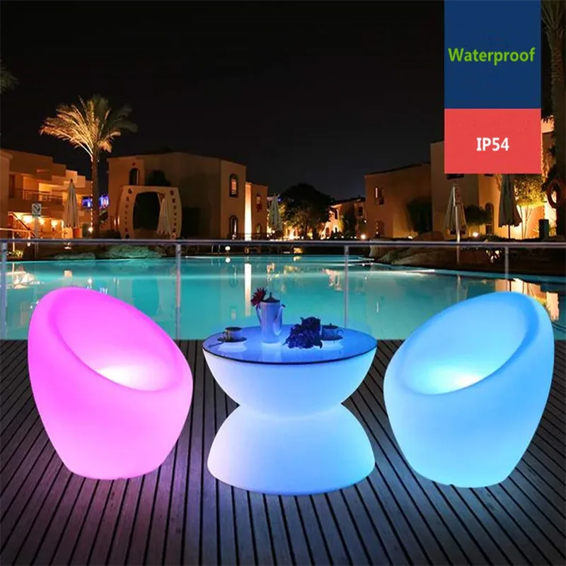 Bar Chair LED Luminous Stool Waterproof High Stool Apple Furniture Modern Simple Outdoor KTV Bar Chair