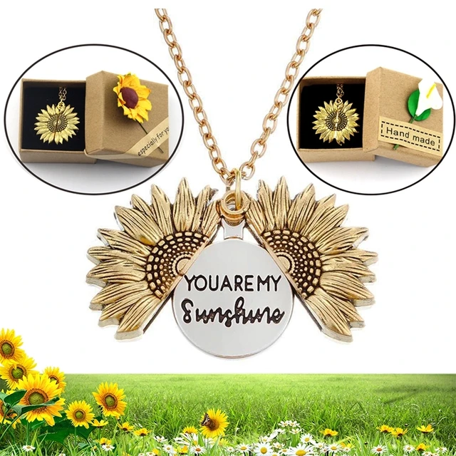 Amazon.com: Mother daughter 2 piece necklace set. You are my sunshine  necklaces. : Handmade Products