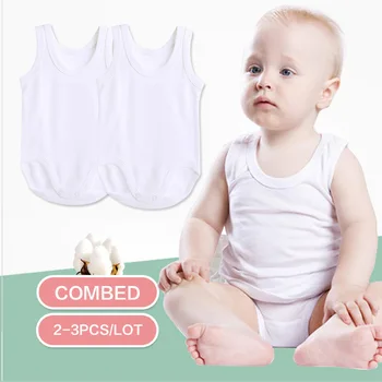 2/3/5pcs Newborn Baby Bodysuit Unisex Baby Boy Girl Summer Clothes Sleeveless Jumpsuit Outfit Bebes Cotton White Vest Overall