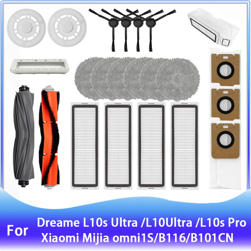 Robot Vacuums Spare Parts For XIAOMI Mijia Omni 1S B101CN Dreame S10 S10+ L10s Ultra Main Side Brush Rags Hepa Filter Dust Bags robot vacuum accessories