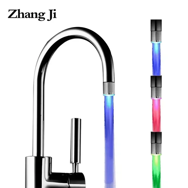 Zhang Ji LED Temperature Sensitive 3-Color Light-up Faucet Kitchen Bathroom Glow Water Saving Faucet Aerator Tap Nozzle Shower 1