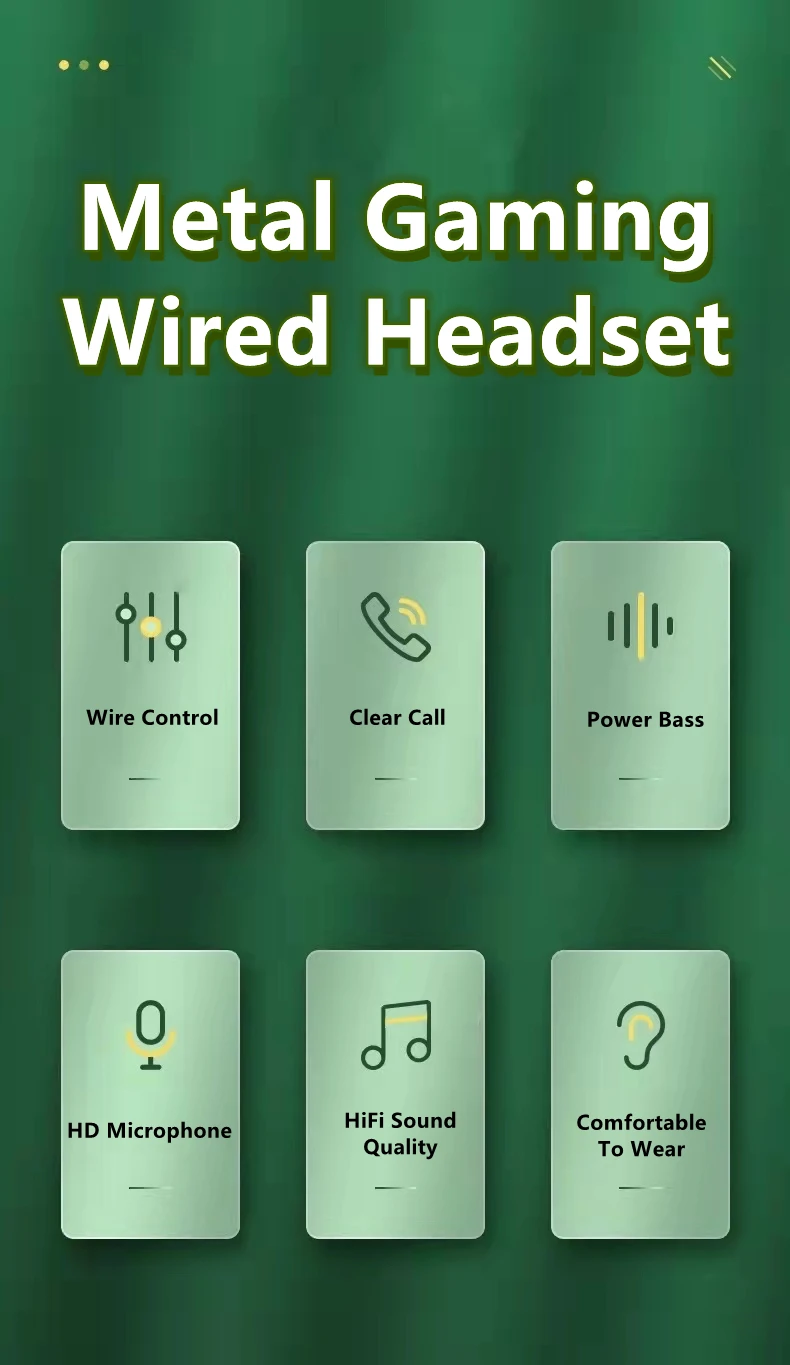 Gamer Wired Headphones Gaming Wired Earphone Metal HiFi Bass Stereo 3.5mm Earphone Earbud For Phone Computer Mic L Jack Magnetic 6